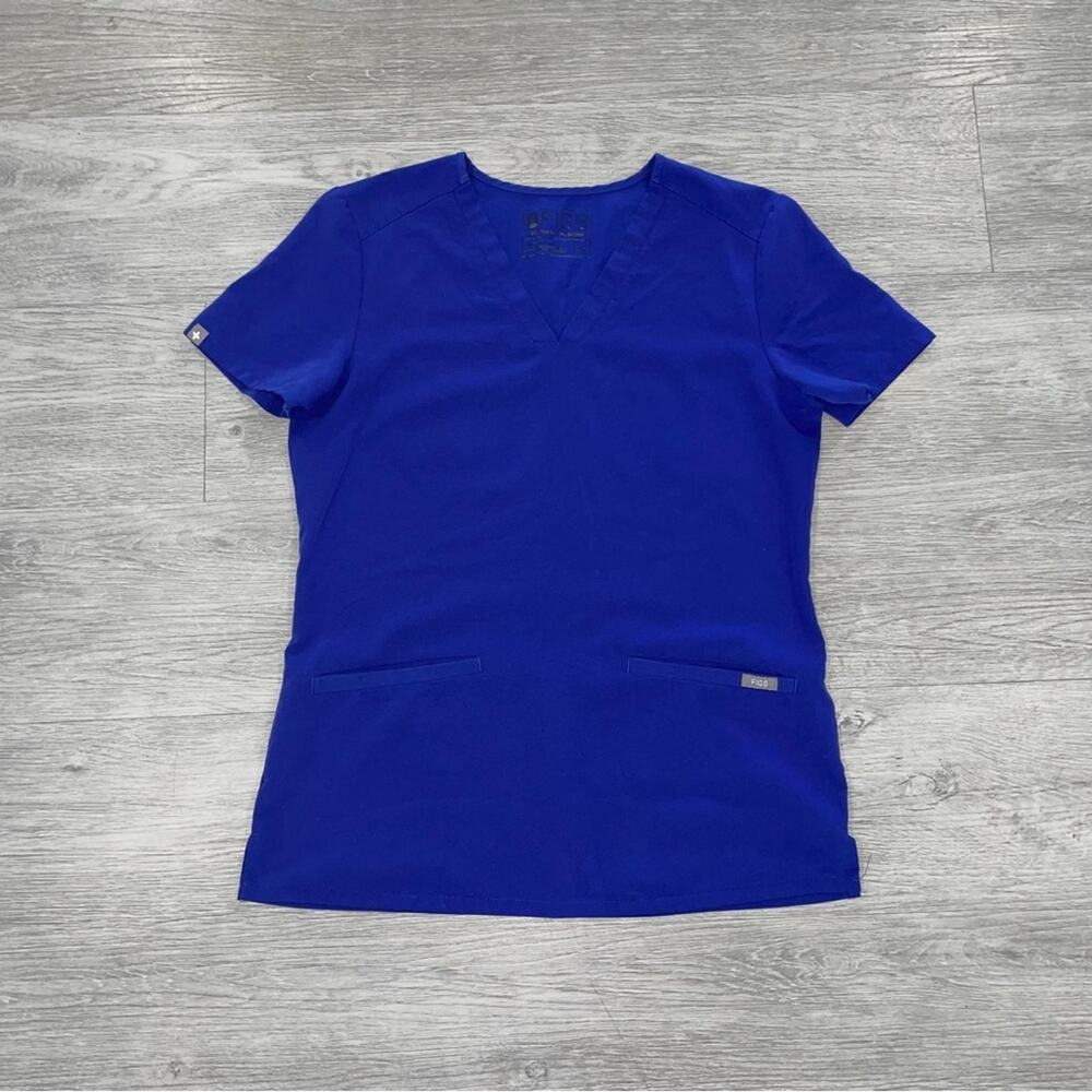 Figs Scrub Top Womens XS Surgical Blue Pocket Scrub Top Nurse Comfort